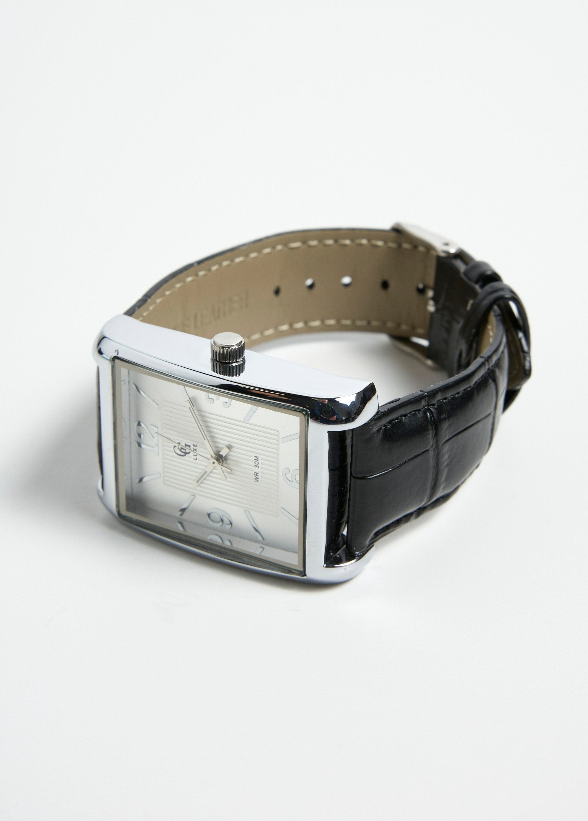 Rectangular_stainless_steel_and_crocodile-style_leather_watch_Black_DE1_slim