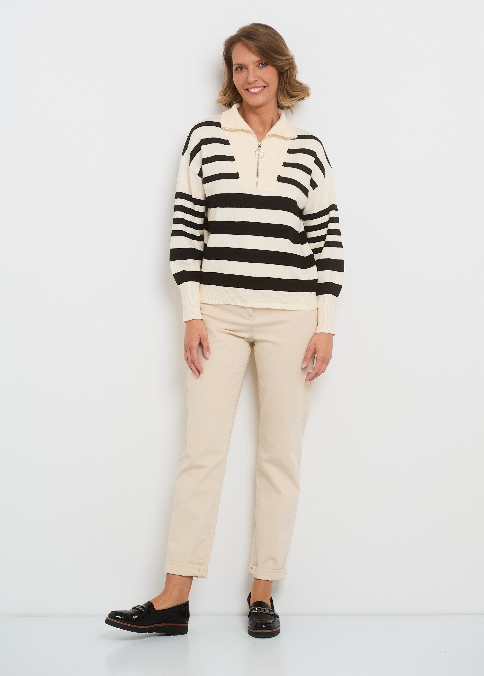 Striped_zipped_high_neck_sweater_Ecru_striped_SF1_slim