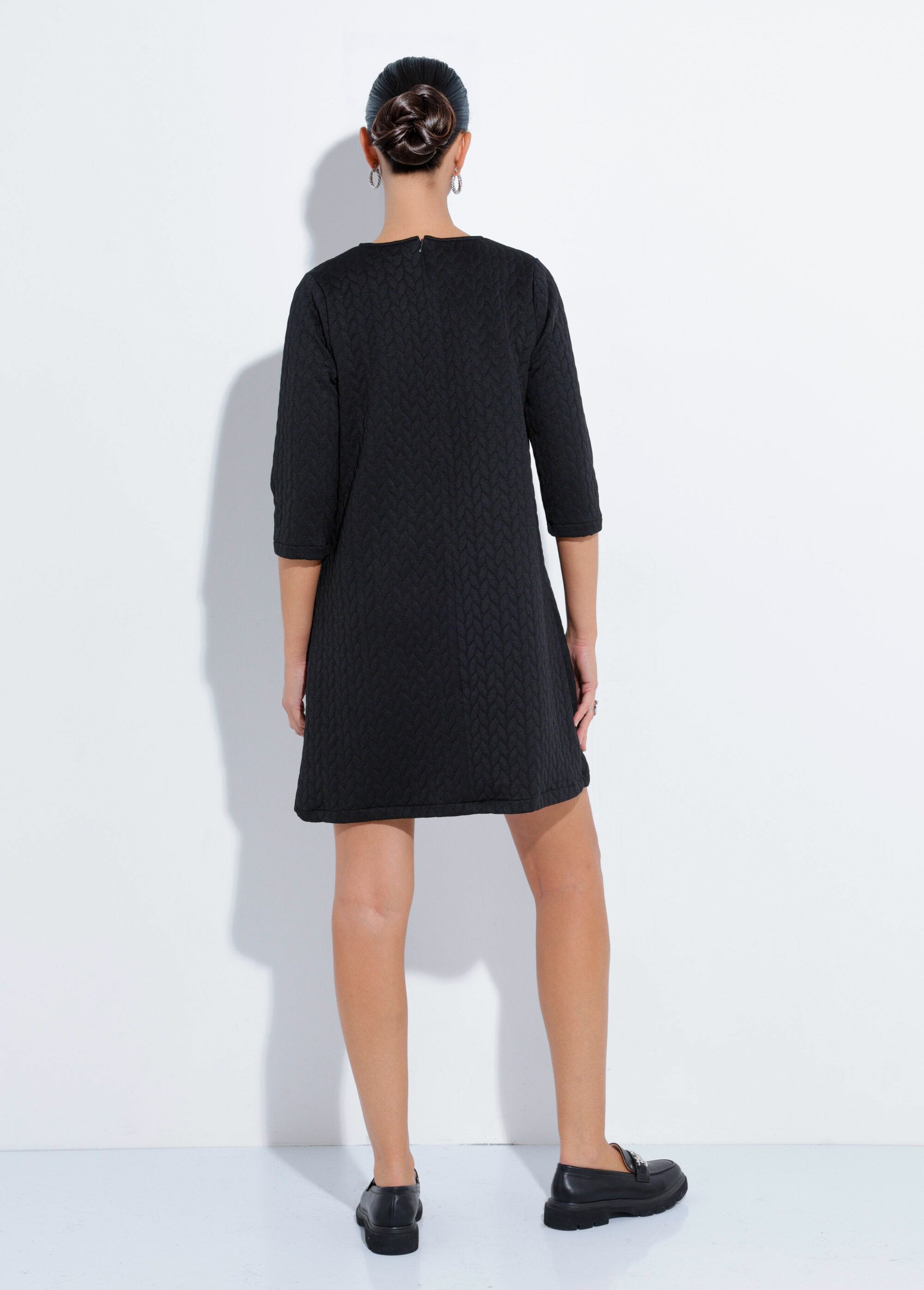 origami_pattern_3/4_sleeve_knit_dress_Black_DO1_slim