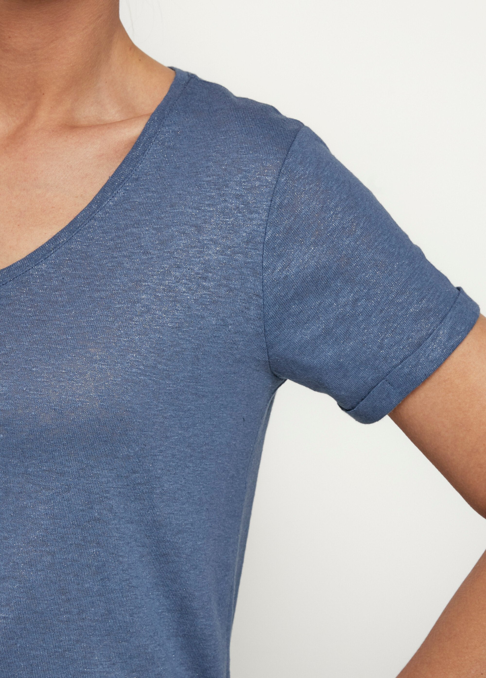 Metallic_mesh_t-shirt,_cotton_linen_Blue_DE1_slim