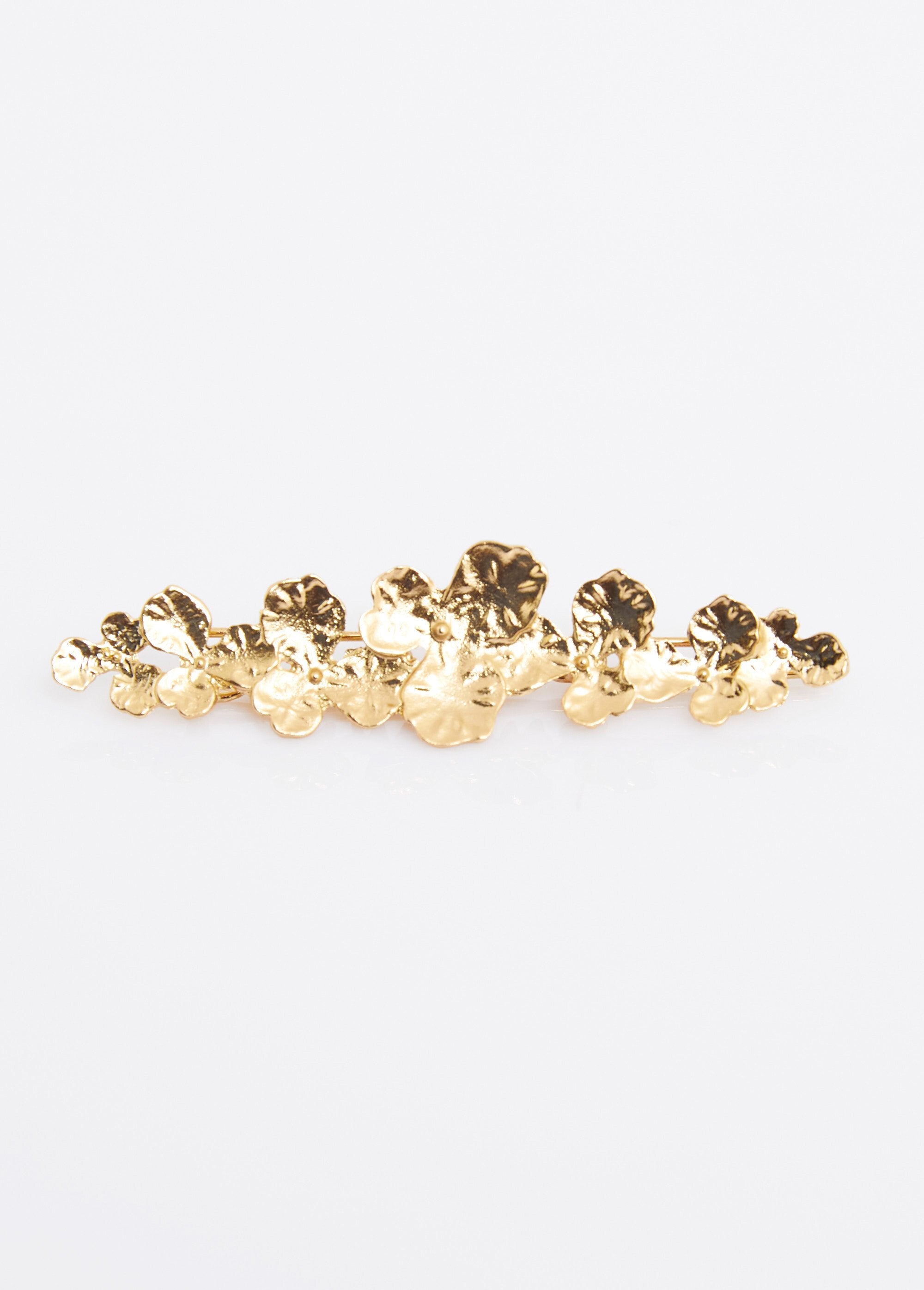 Barrette_en_acier_inoxydable,_nénuphars_Dore_FA1_slim