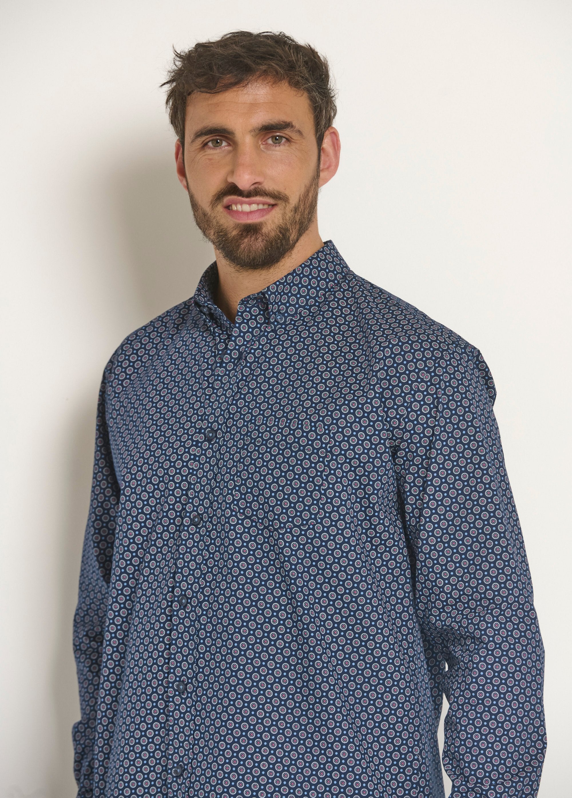 Geometric_pattern_long_sleeve_shirt_Marine_DE2_slim