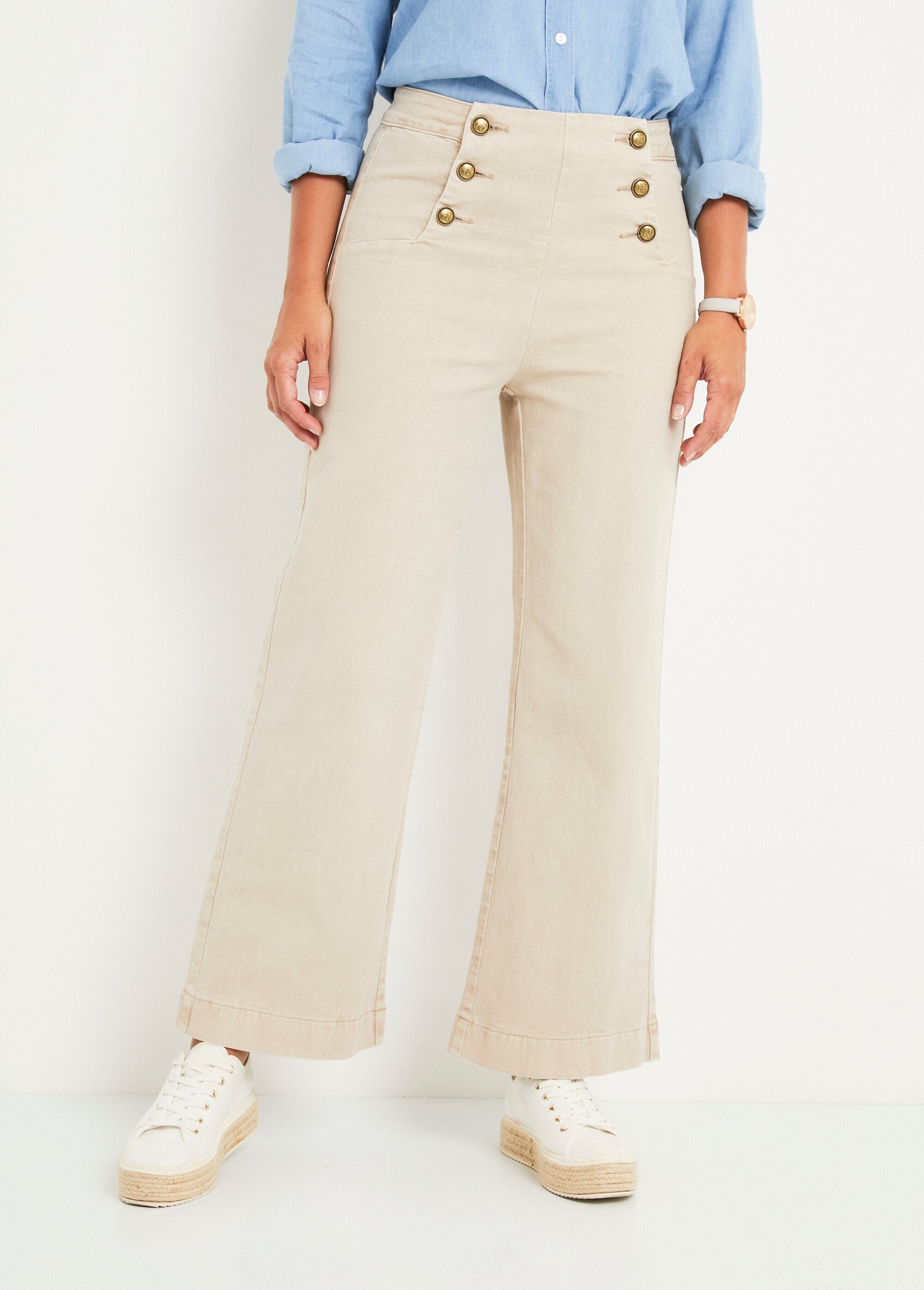 Jean_flare_extensible_taille_effet_pont_Ecru_FA1_slim