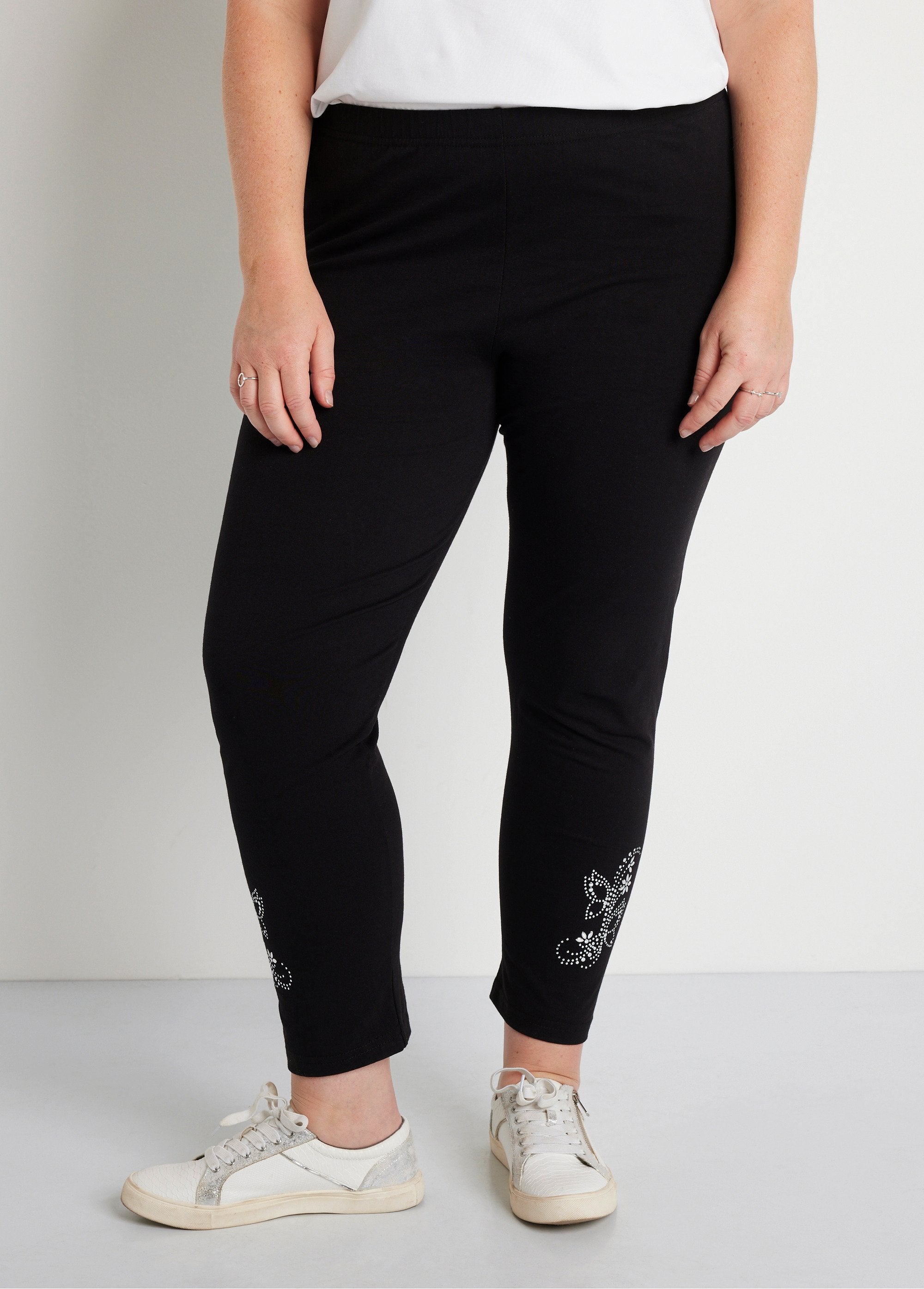 Short_plain_leggings_with_elasticated_waistband_Black_FA1_curvy