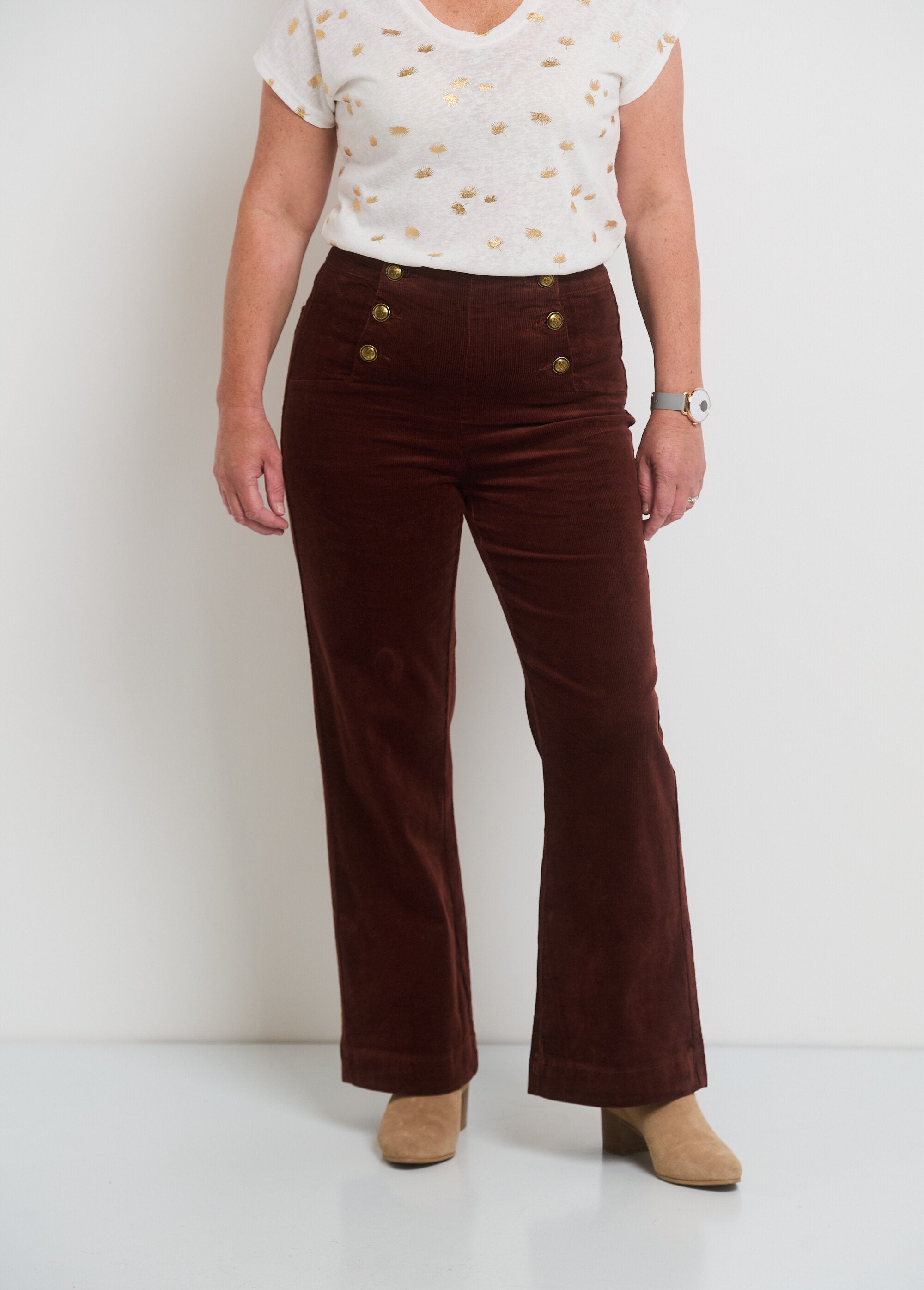 Pantalon_à_pont_en_velours_coupe_flare_Marron_FA1_slim