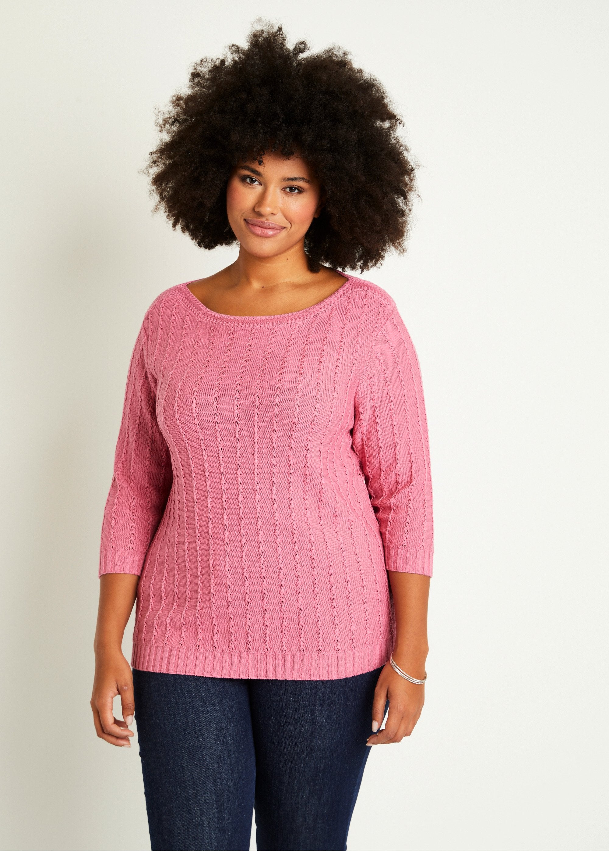 Boat_neck_sweater_with_3/4_sleeves_Pink_FA1_curvy