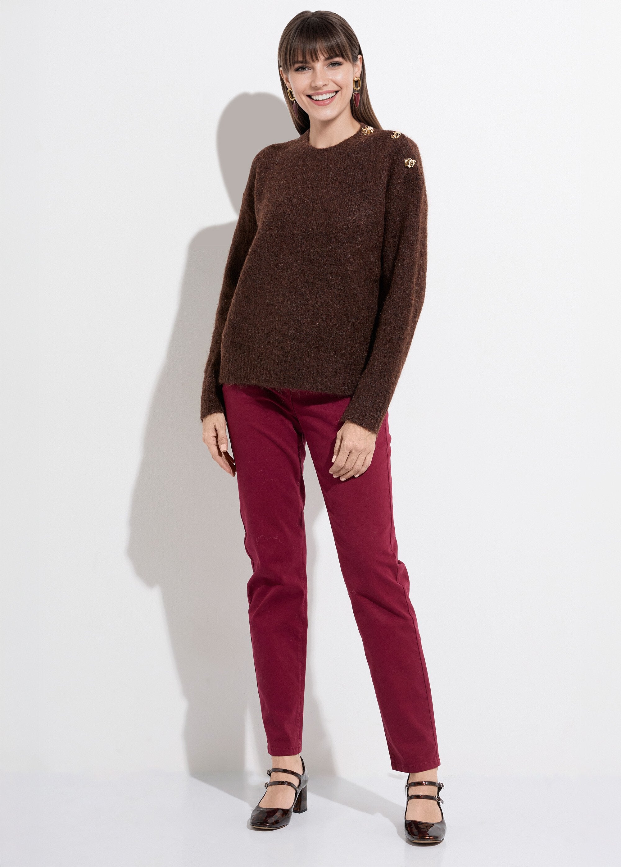 Round_neck_sweater,_metal_jewel_buttons_Chocolate_SF1_slim