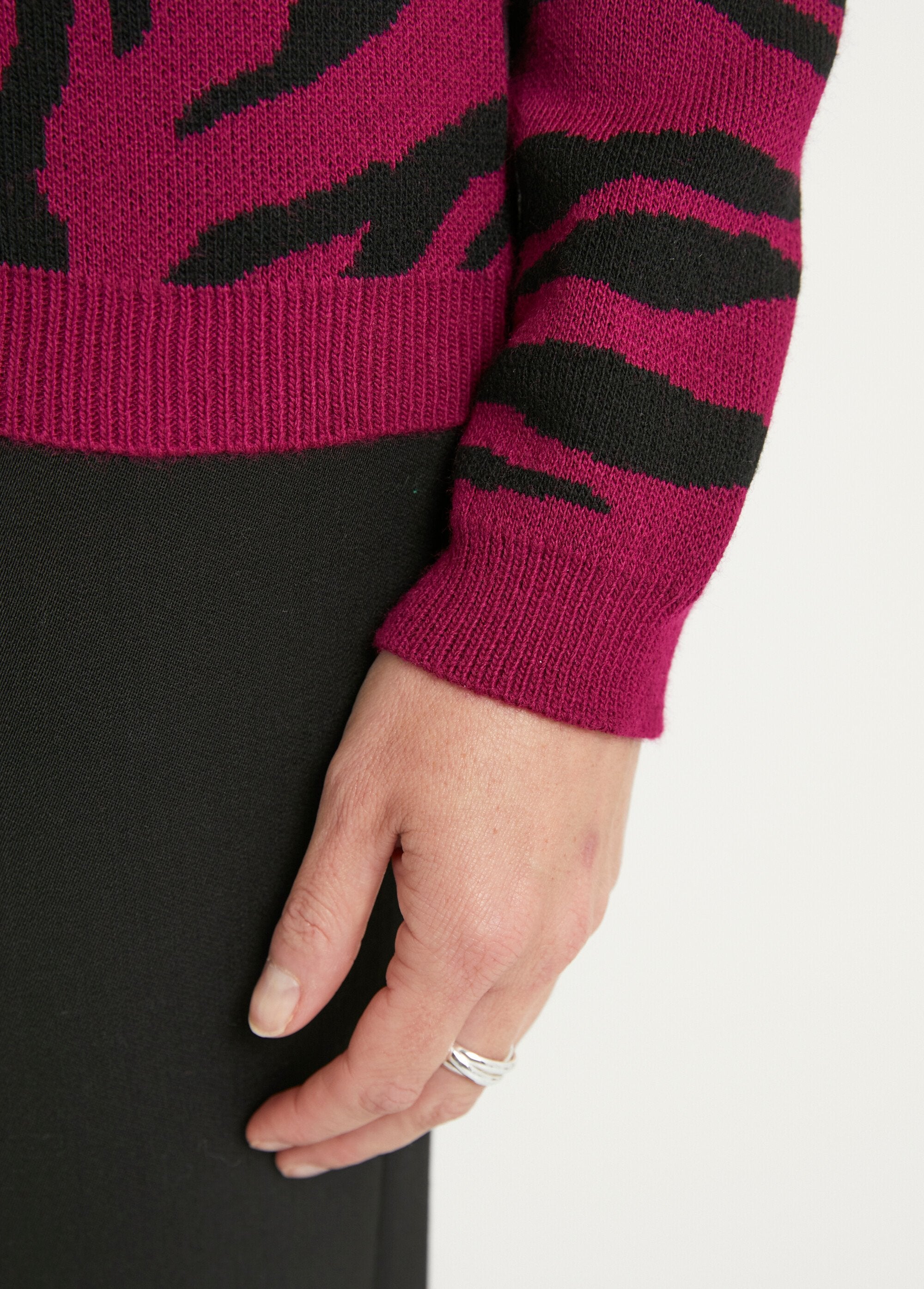 Soft_jacquard_zebra_sweater_with_round_collar_Blackcurrant_and_black_DE2_slim