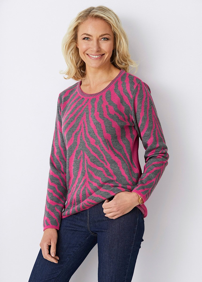 Fancy_zebra_jacquard_sweater_Blackcurrant_and_gray_FA1_slim