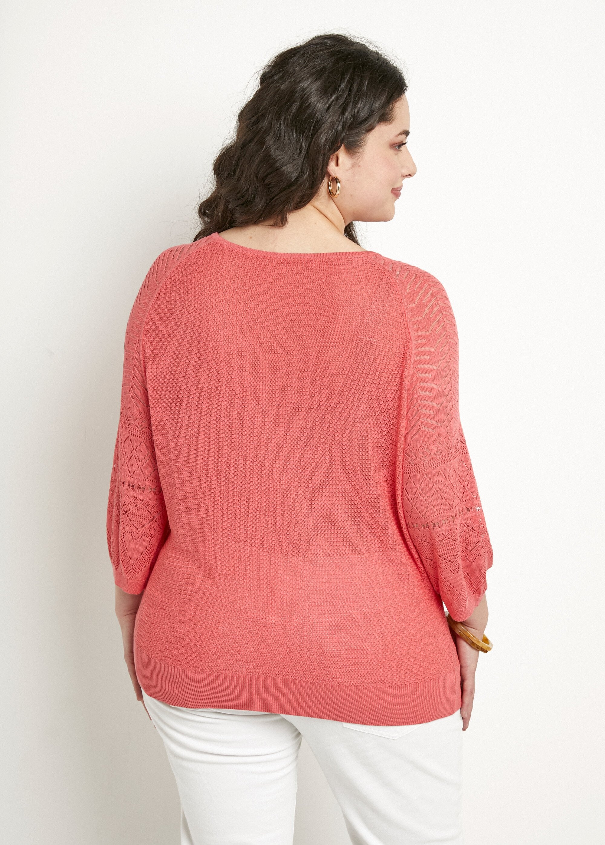 Lightweight_sweater_with_3/4_raglan_sleeves_and_round_neck_Coral_DO1_curvy