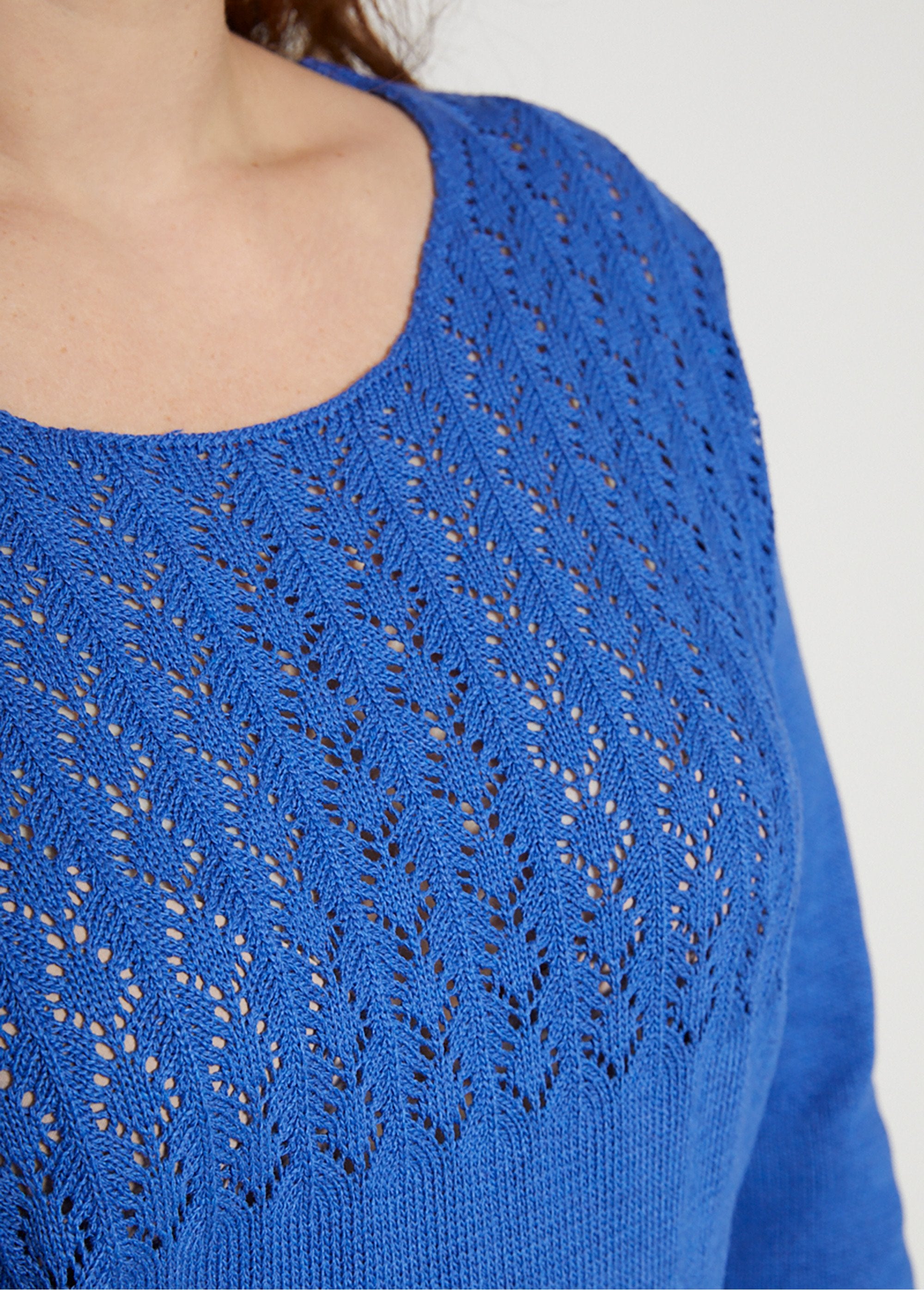 Openwork_3/4_sleeve_sweater_Blue_DE2_curvy