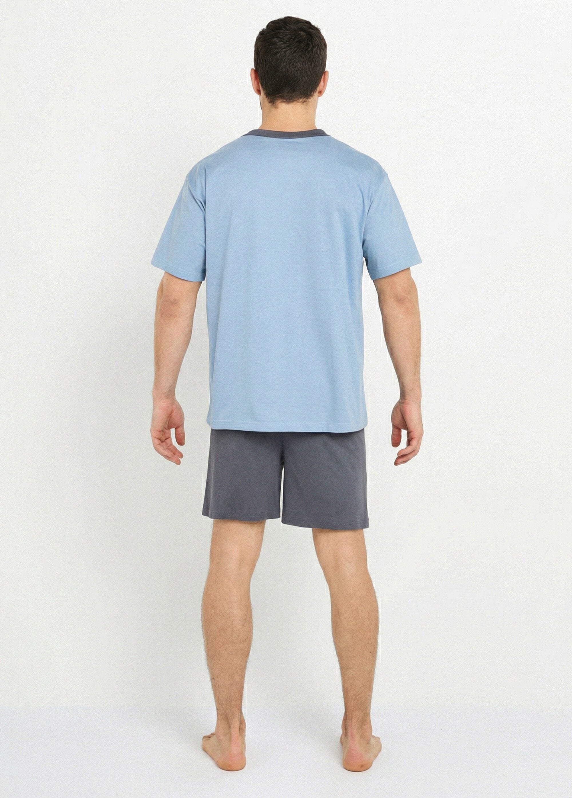 Two-tone_cotton_short_pajamas_Blue_DO1_slim