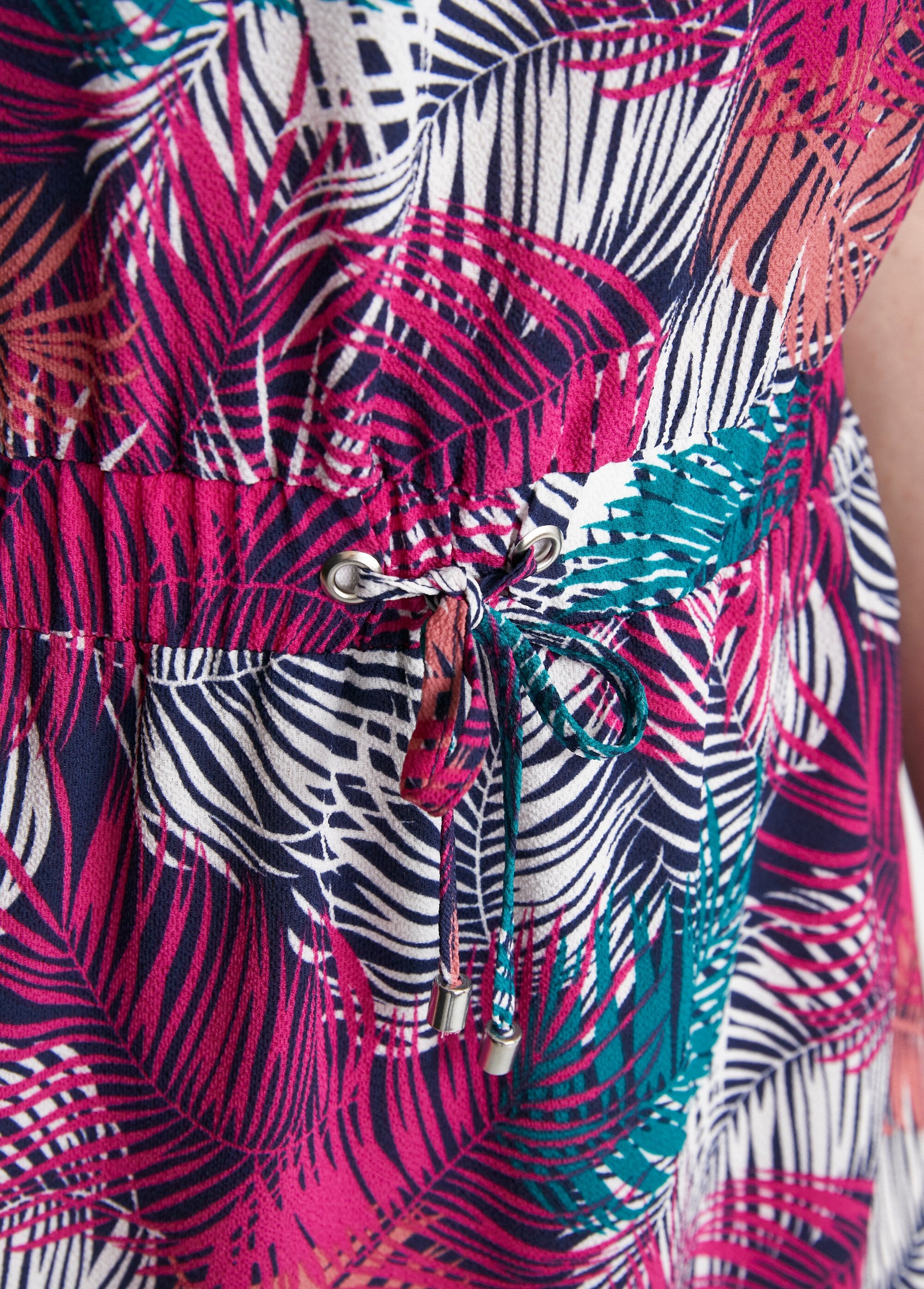 Short_straight_dress_with_elasticated_waist_Green_and_fuchsia_DE3_slim