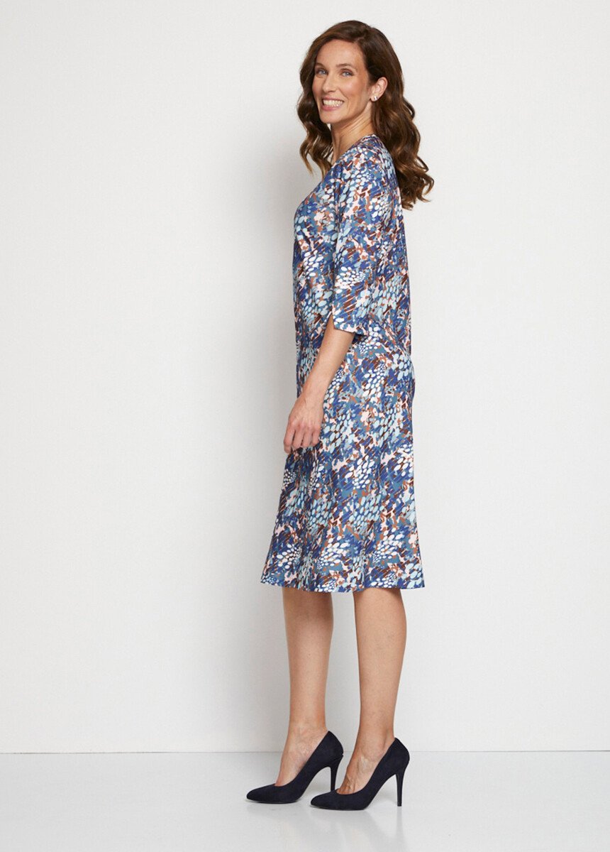 Loose_short_printed_3/4_sleeve_dress_Blue_print_DR1_slim