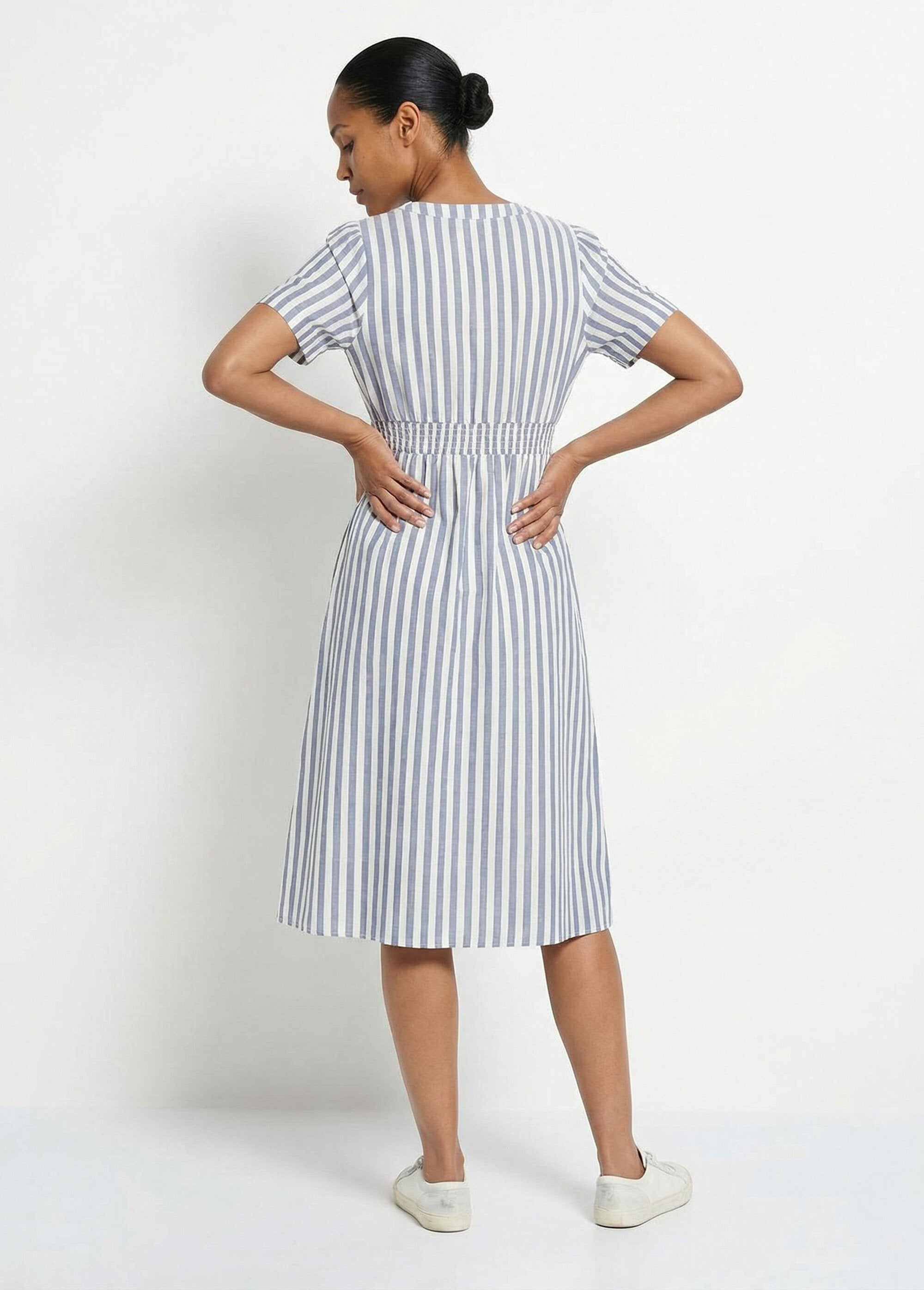 High-waisted_striped_pure_cotton_dress_Striped_blue_DO1_slim