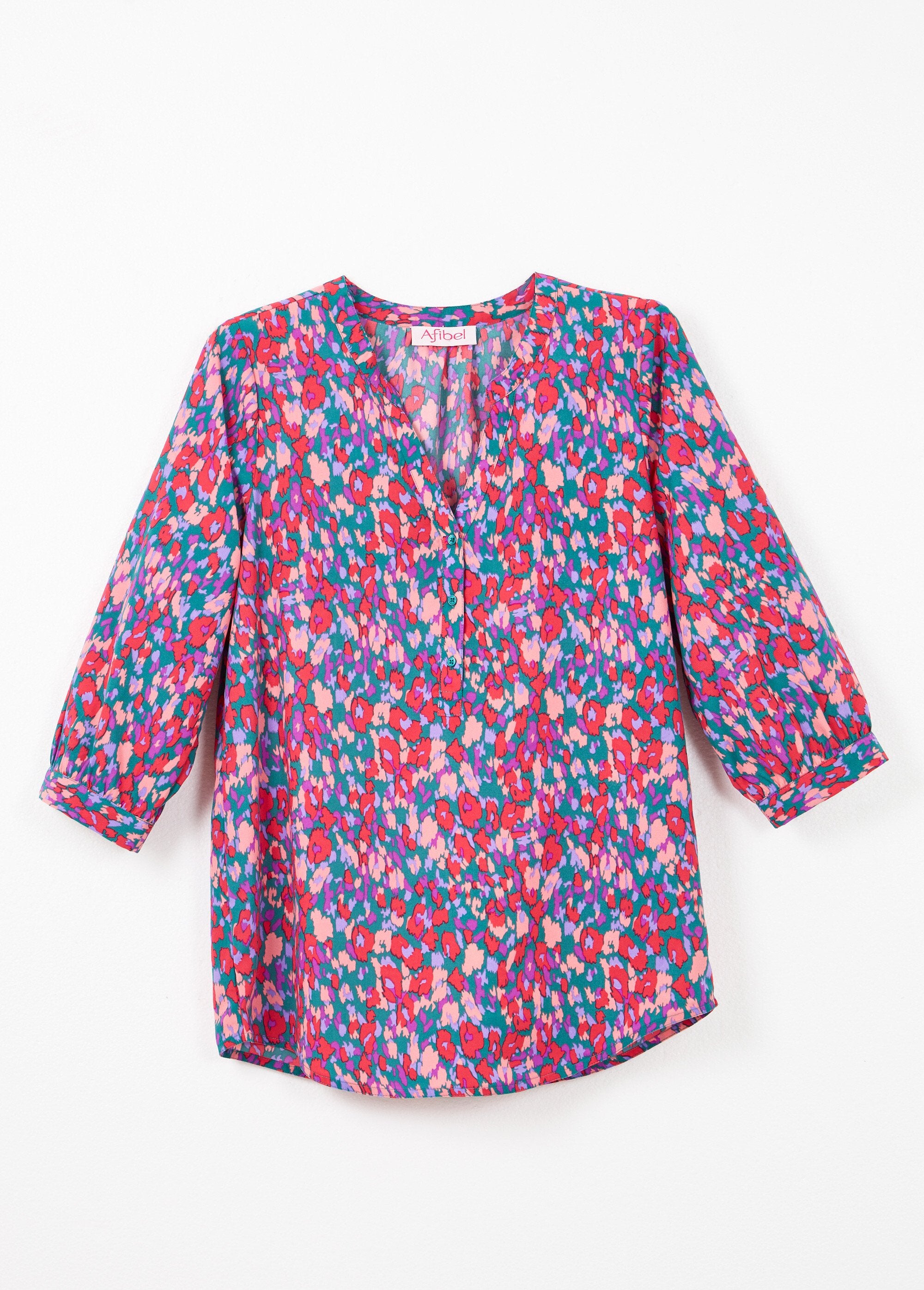 Loose-fitting_button-down_tunic_with_3/4-length_sleeves_Vert_et_rose_AP1_slim