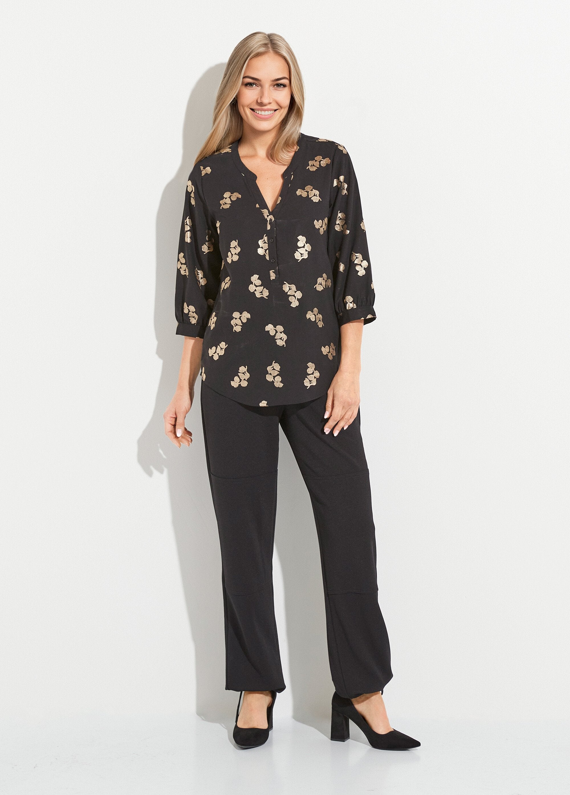 Loose-fitting_button-down_tunic_with_3/4-length_sleeves_Noir_SF1_slim