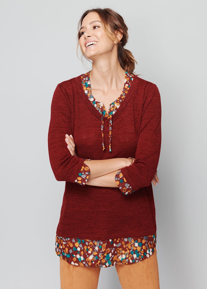 Fancy_2-in-1_3/4-sleeve_tunic_Bordeaux_FA1_slim